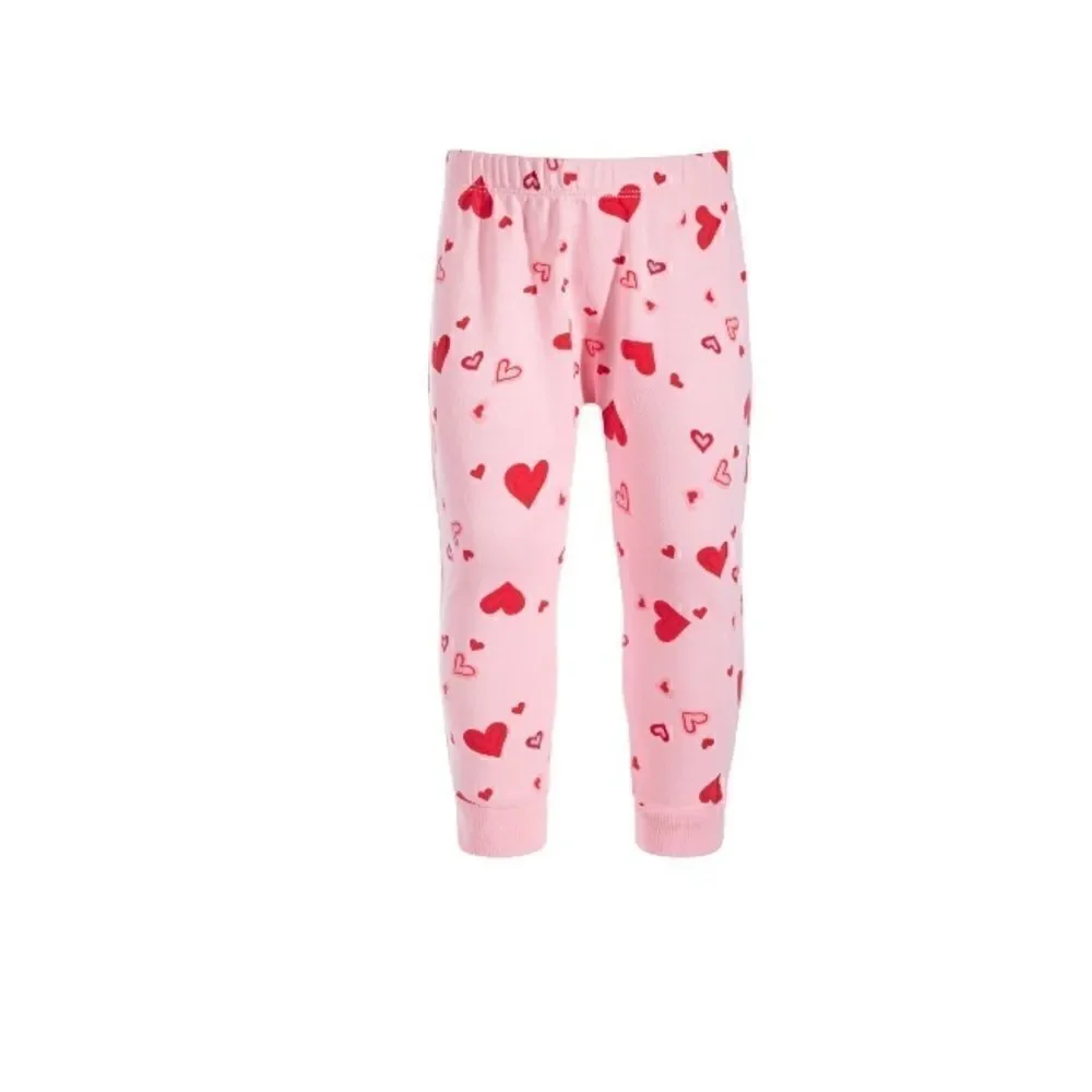 New First Impressions Baby Girls Floating Love Joggers,Pink, red 18-24M